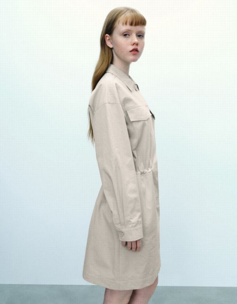 Grey Urban Revivo Straight Women's Shirt Dress | NWVDXA-543