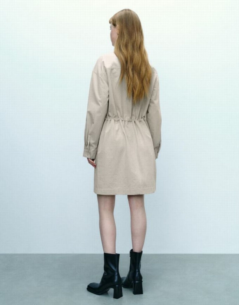 Grey Urban Revivo Straight Women's Shirt Dress | NWVDXA-543