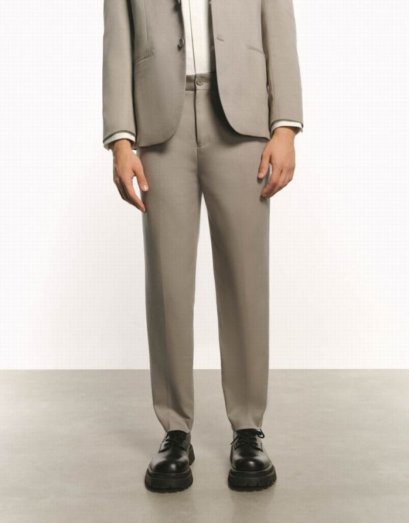 Grey Urban Revivo Tailored Straight Men's Pants | NKJLIS-267