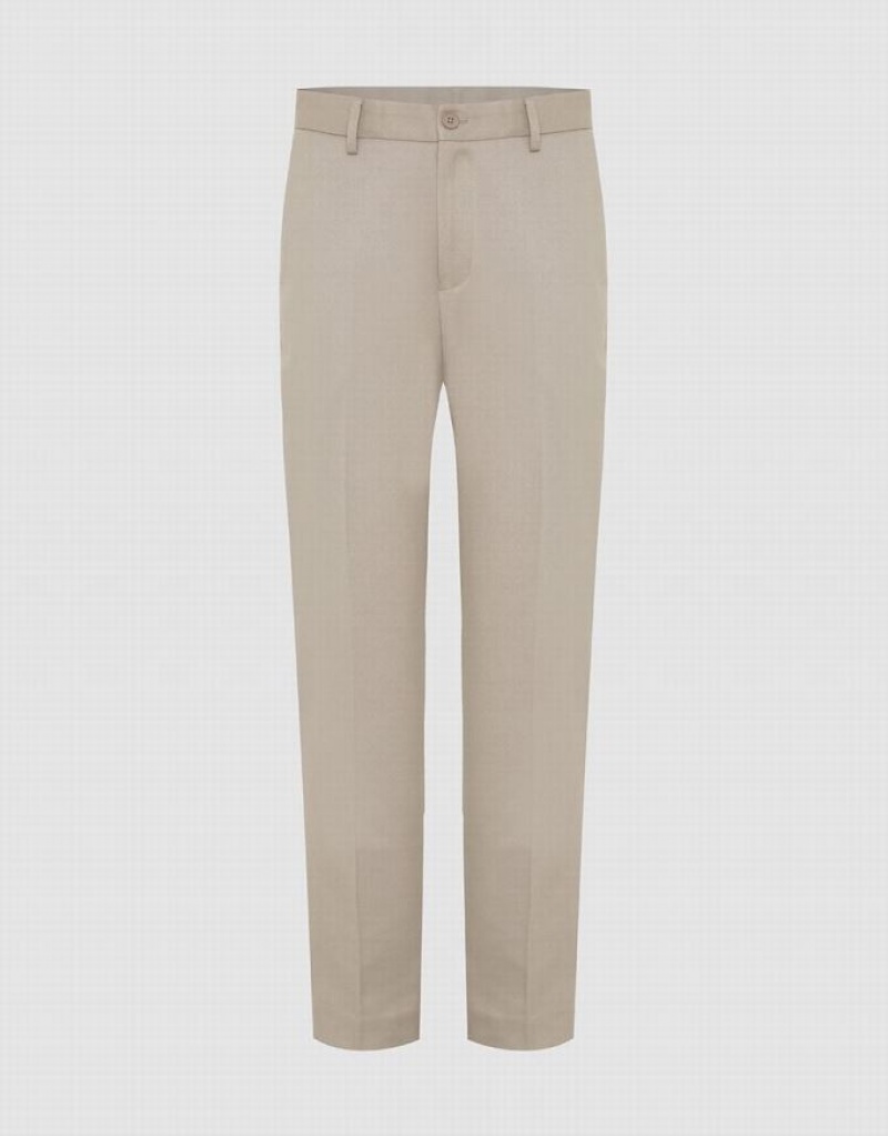 Grey Urban Revivo Tailored Straight Men\'s Pants | NKJLIS-267