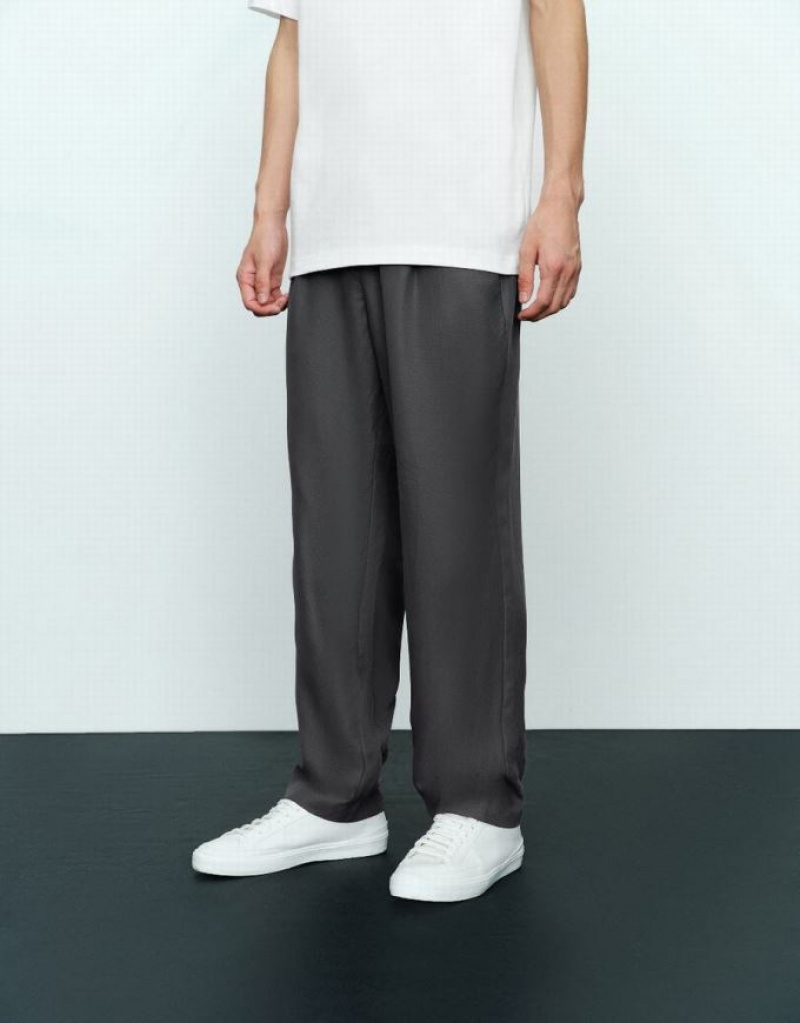 Grey Urban Revivo Tailored Straight Men's Pants | DKJMRW-276