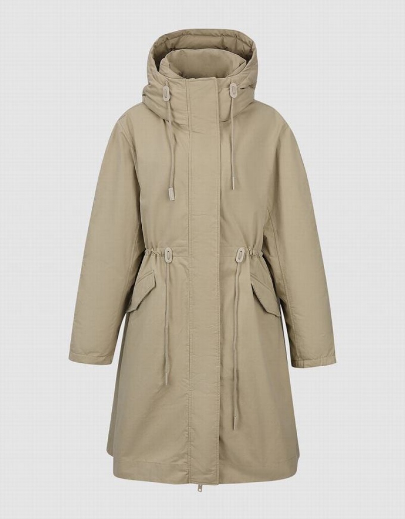 Khaki Urban Revivo A-Line Parka Women's Down Jackets | AKSMBR-478