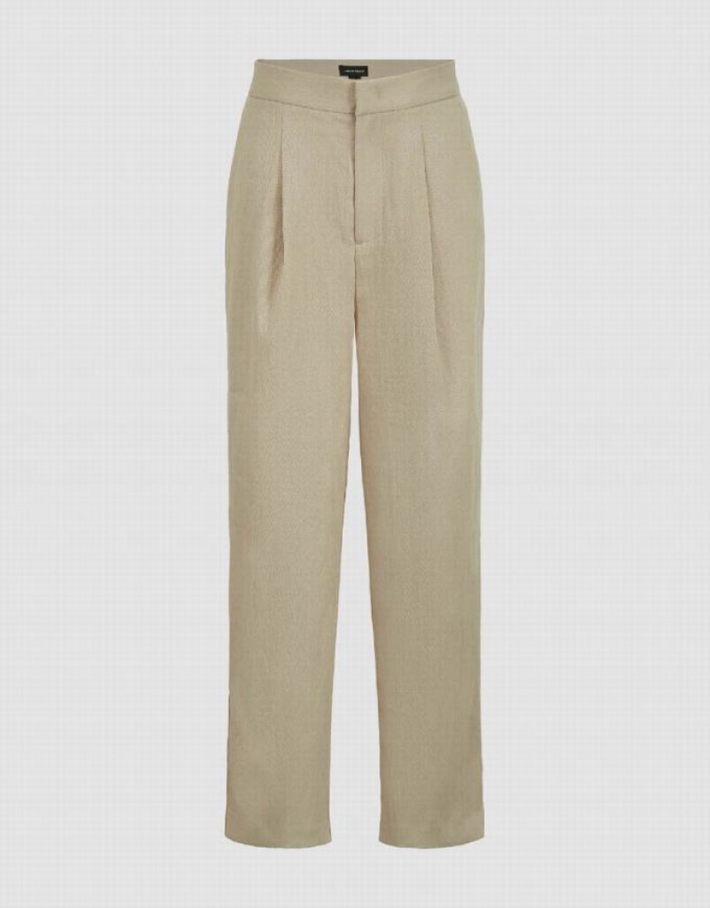 Khaki Urban Revivo Cropped Carrot Fit Women\'s Pants | FDNMVL-342