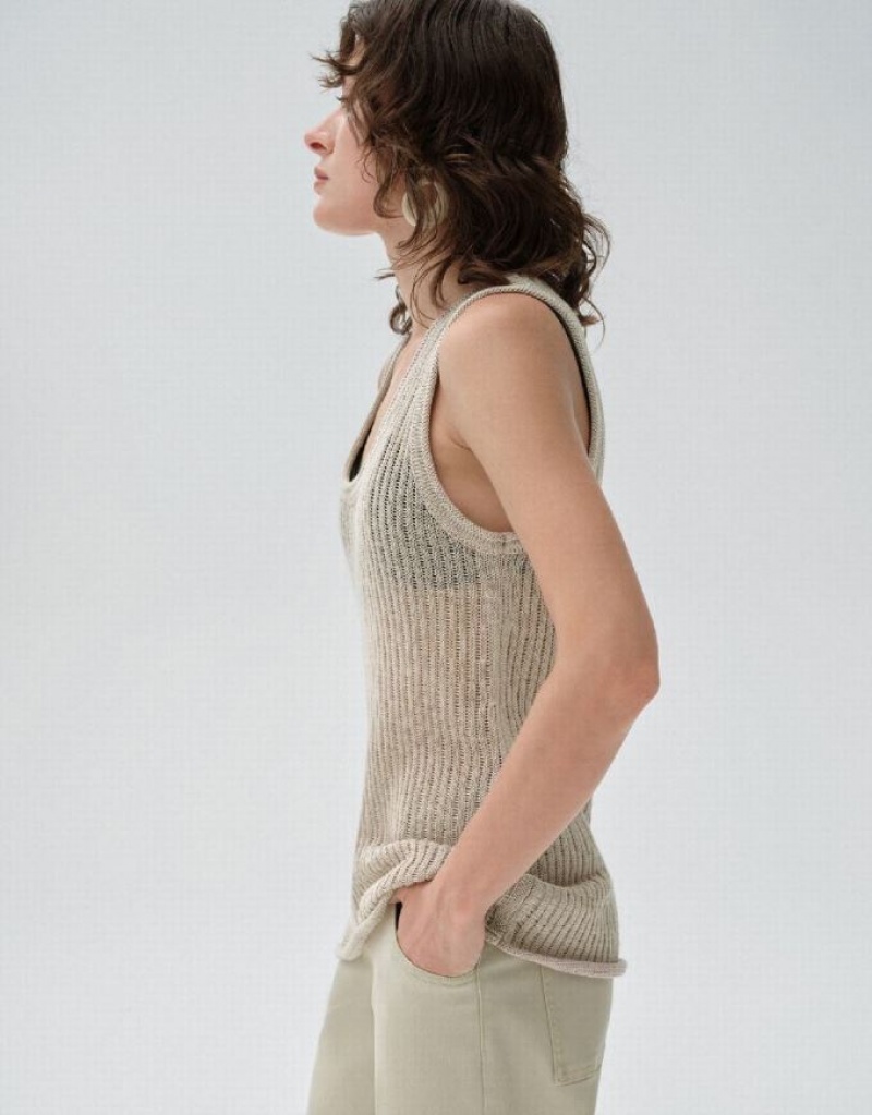 Khaki Urban Revivo Leaf Printed Knitted Women's Cardigan | FOXYBN-251