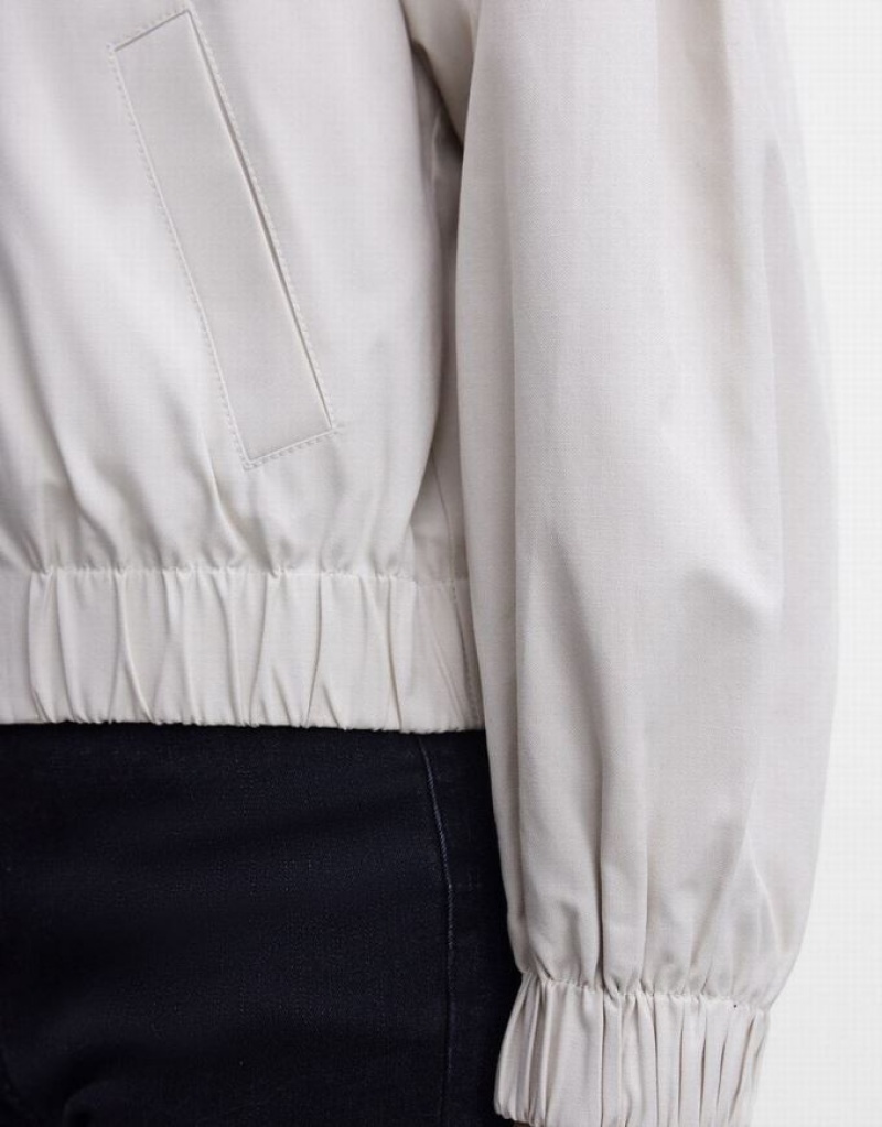 Khaki Urban Revivo Plain Elastic Hem Women's Jacket | YWZKNG-162