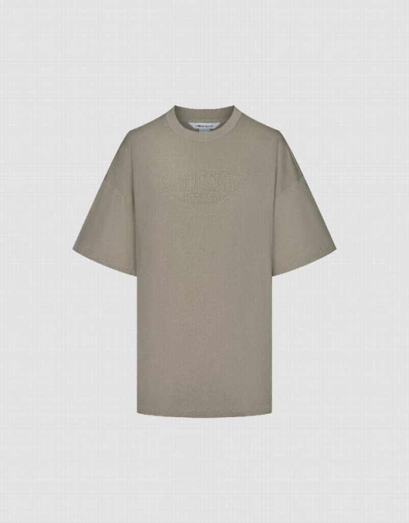 Khaki Urban Revivo Printed Crew Neck Loose Women's T-Shirts | BEGPFI-968