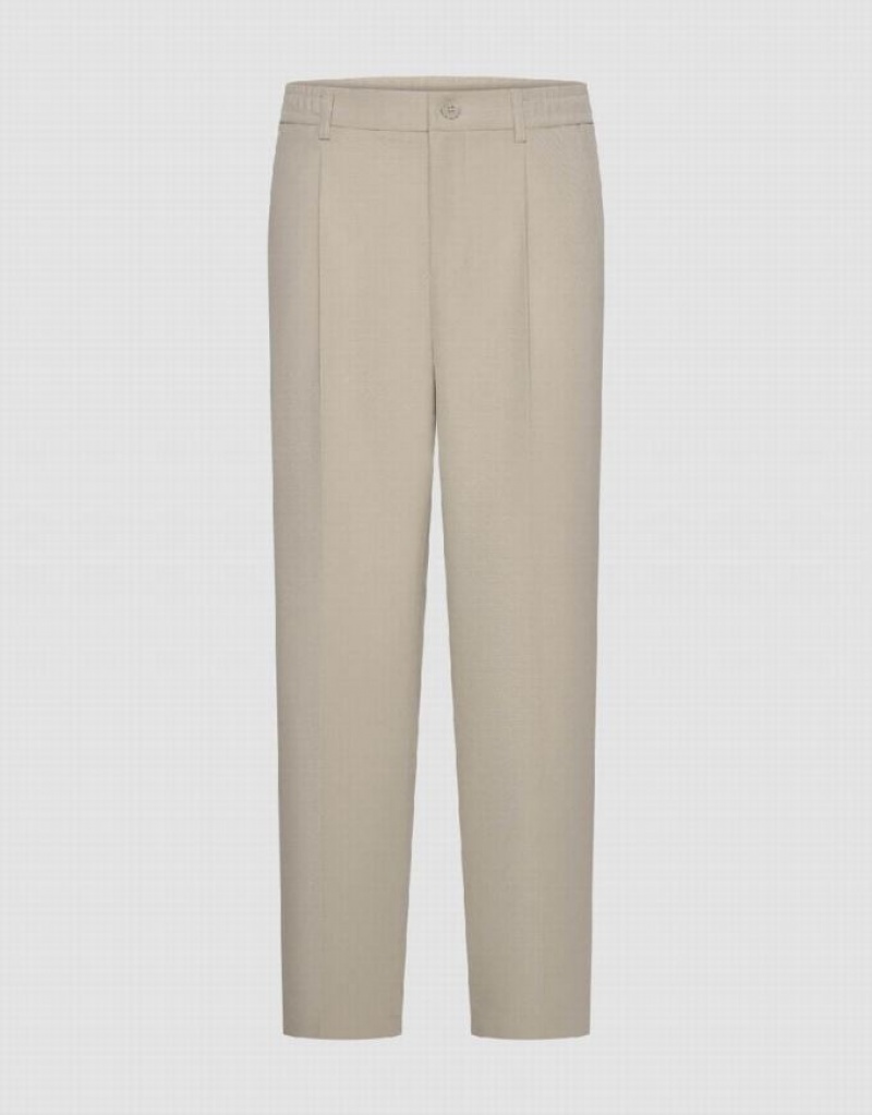 Khaki Urban Revivo Tailored Carrot Fit Men\'s Pants | NCHUGB-956