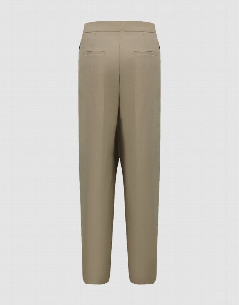 Khaki Urban Revivo Tailored Straight Women's Pants | MUEJZA-978