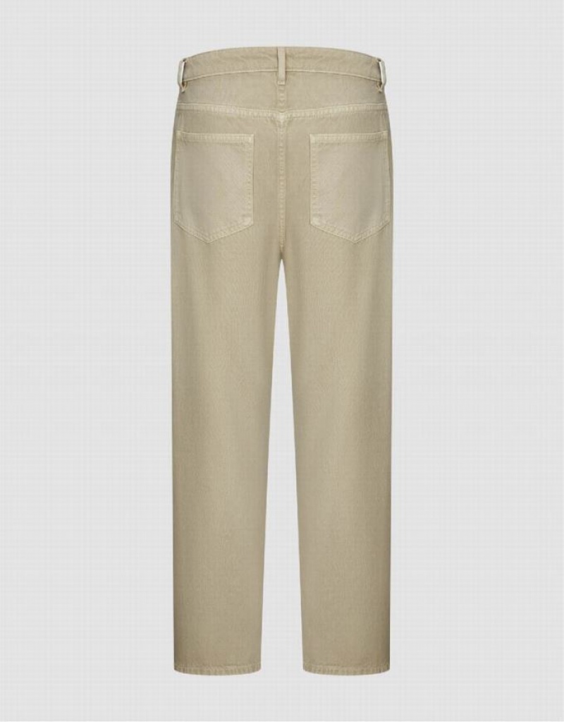 Khaki Urban Revivo Wide-Leg Men's Jeans | EUVIZM-518