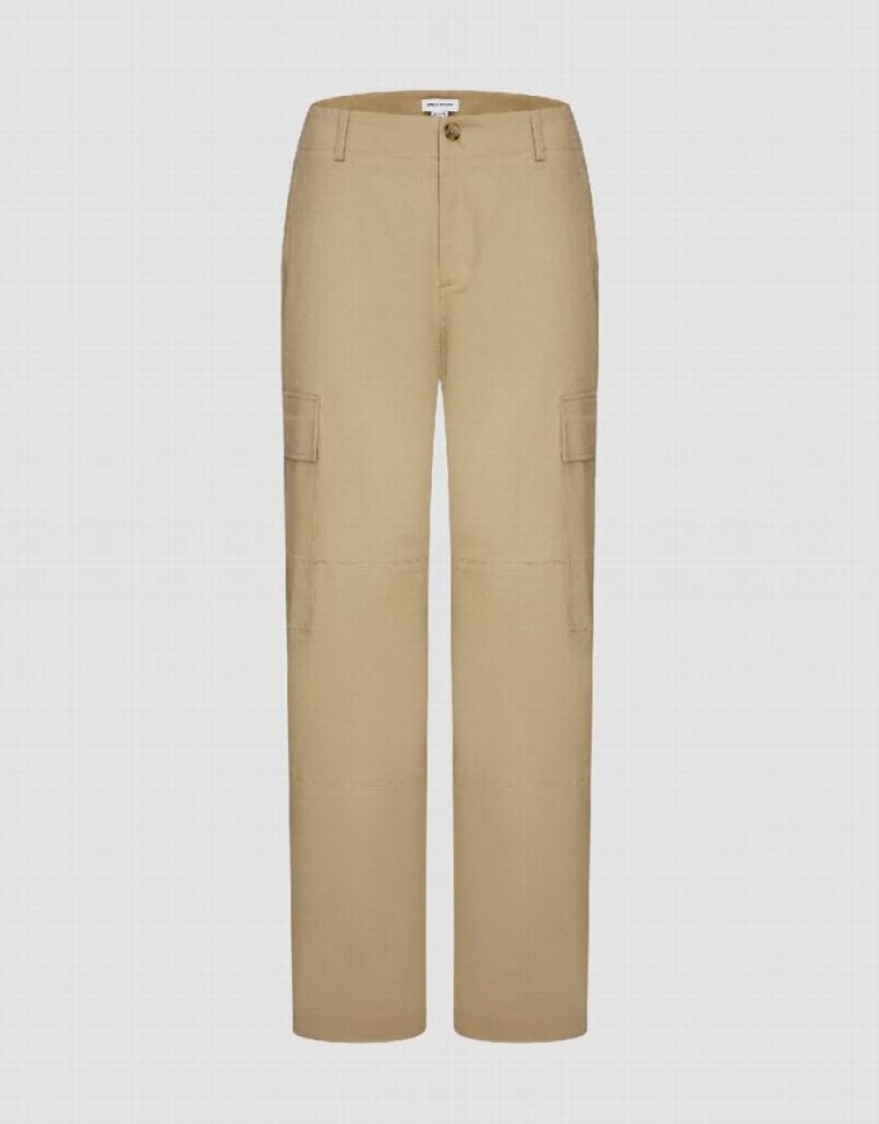 Khaki Urban Revivo Wide-Leg Women\'s Pants | NHYSUA-642