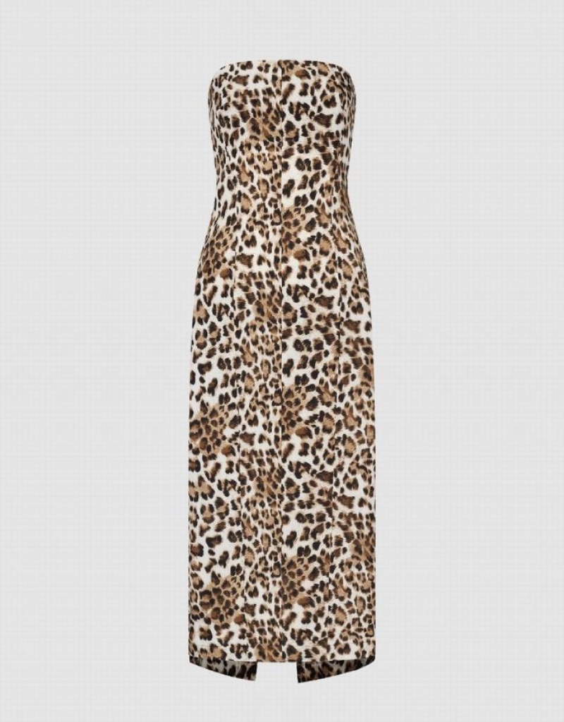 Leopard Urban Revivo Printed Sleeveless Skinny Women's Dress | YKCIUJ-510