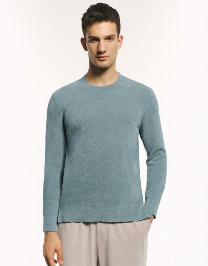 Light Grey Urban Revivo Crew Neck Knitted Men\'s Cardigan | QLVPDK-298