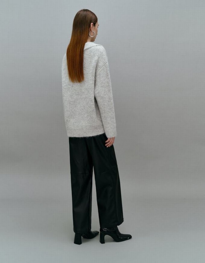Light Grey Urban Revivo Loose Lapel Women's Sweaters | TKQMWE-089
