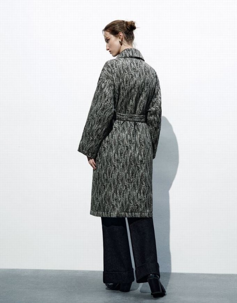 Light Grey Urban Revivo Notch Lapel With Belt Women's Down Jackets | XZRBAI-780