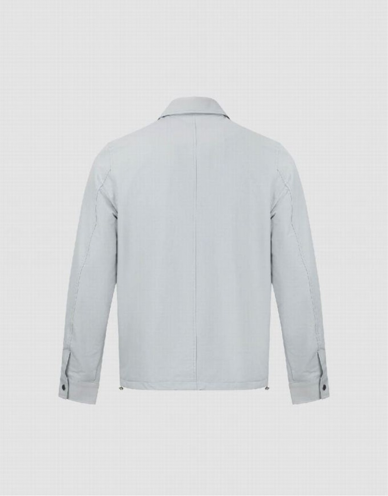 Light Grey Urban Revivo Press Button Straight Men's Jacket | CXBNRA-961