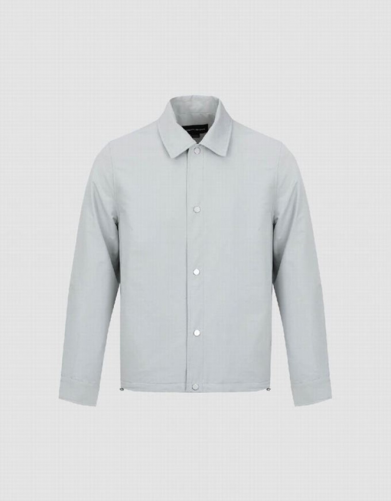 Light Grey Urban Revivo Press Button Straight Men\'s Jacket | CXBNRA-961