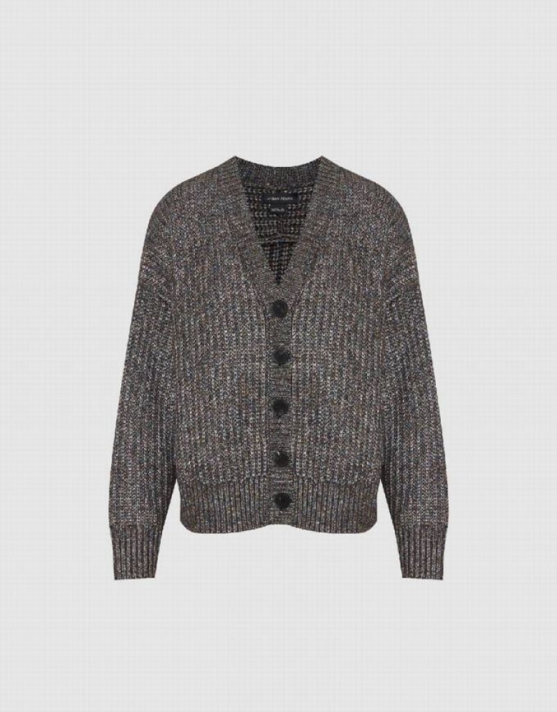 Light Grey Urban Revivo V-Neck Knitted Women's Cardigan | OERXVS-739