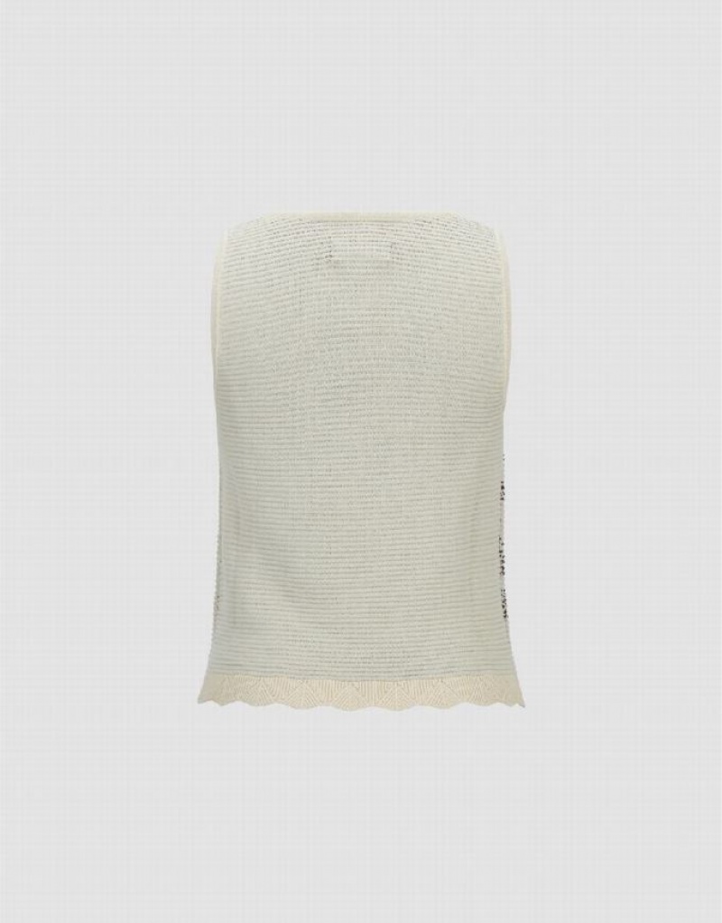 Light Khaki Urban Revivo Printed Knitted Women's Cardigan | NQMPTJ-716