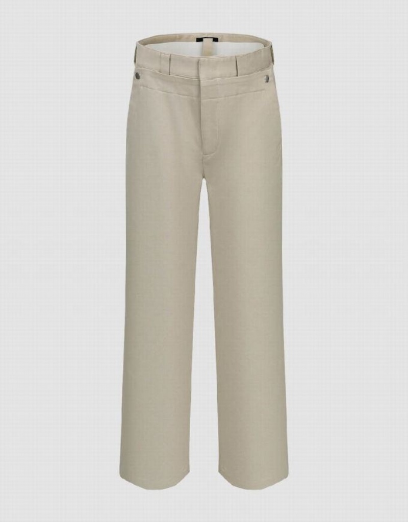 Light Khaki Urban Revivo Wide-Leg Men\'s Pants | EXCWAN-689