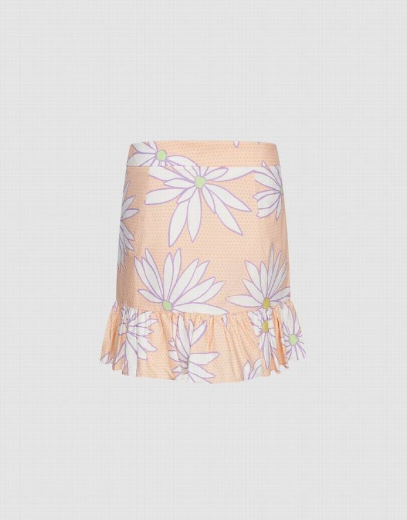 Orange Urban Revivo Plaid Mini A-Line Women's Skirts | WVZYFR-163