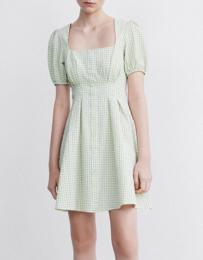 Orange Urban Revivo Plaid Print Women's Casual Dress | DSLGBZ-529
