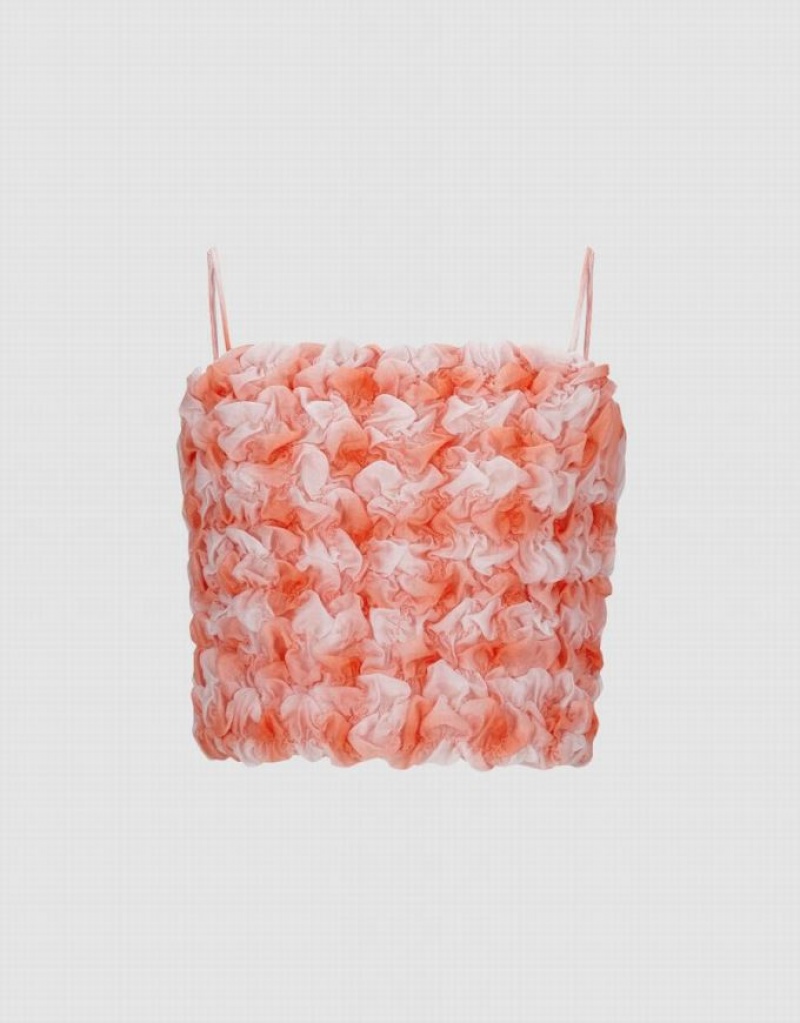 Orange Urban Revivo Shirred Cropped Cami Top Women's Blouse | YBITMS-709