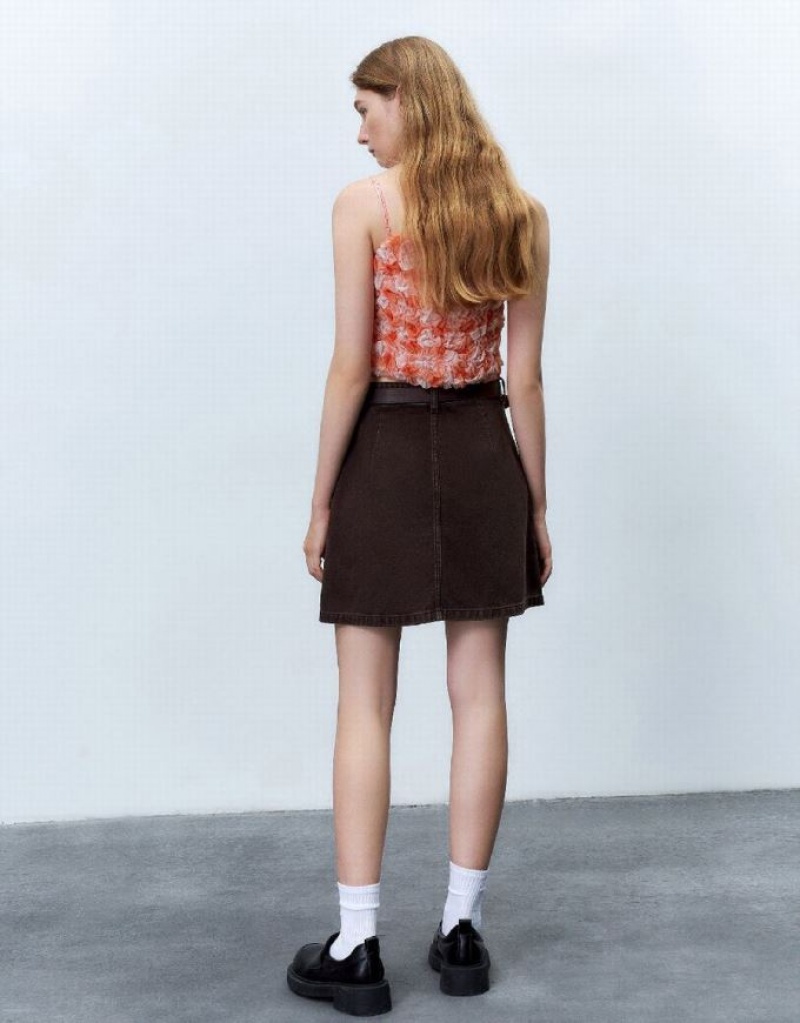 Orange Urban Revivo Shirred Cropped Cami Top Women's Blouse | YBITMS-709