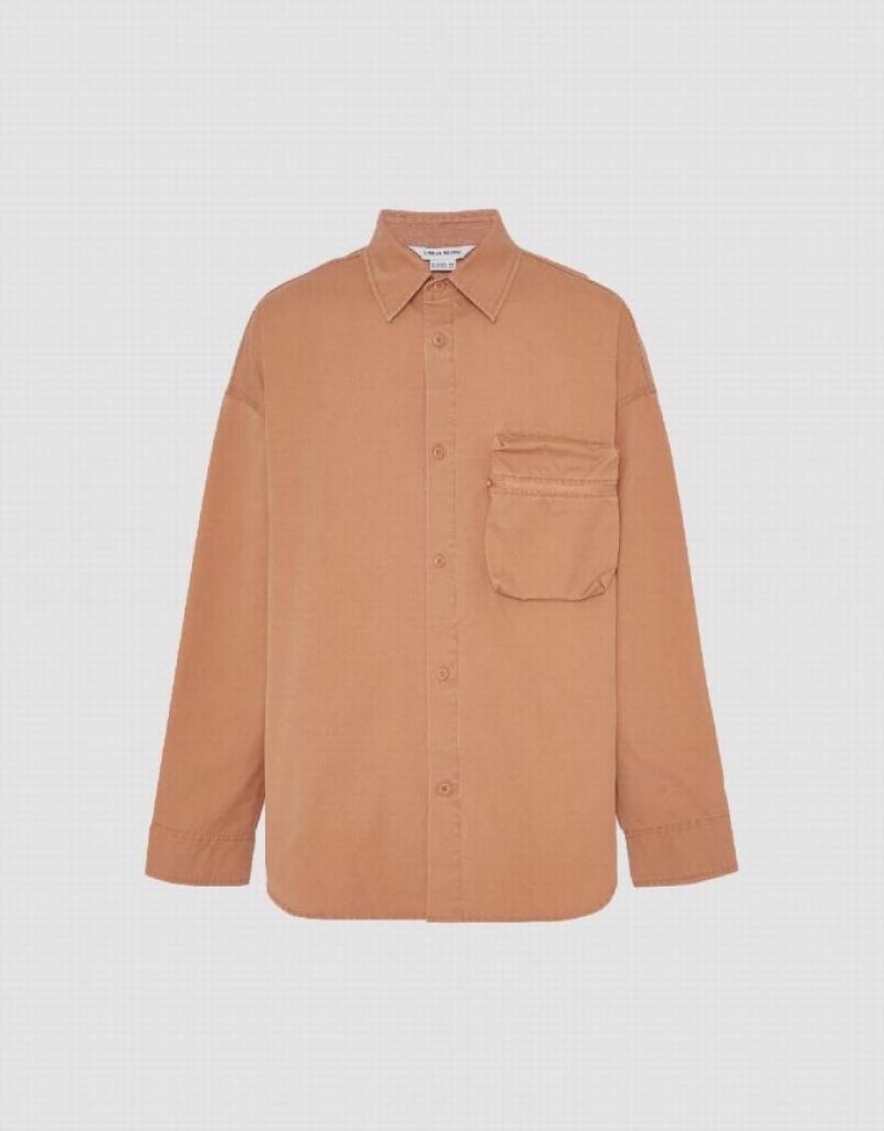 Orange Urban Revivo Straight Oversized Men\'s Shirts | ATLIMF-145