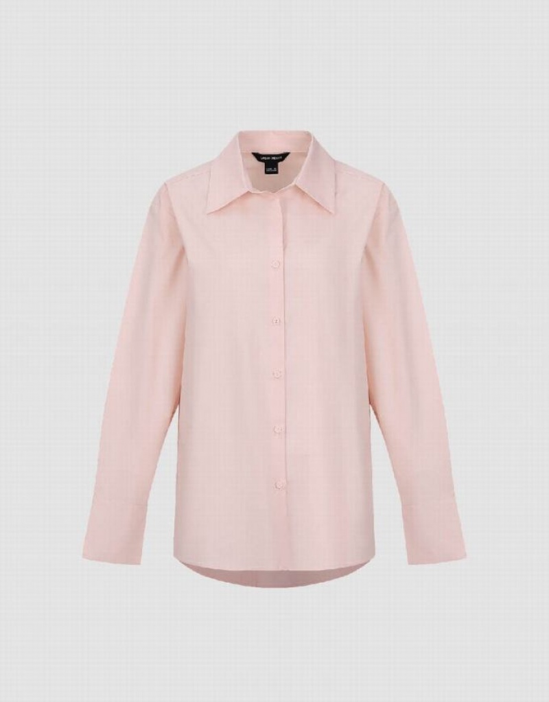 Pink Urban Revivo Button Up Straight Women's Shirts | CBIEMZ-457