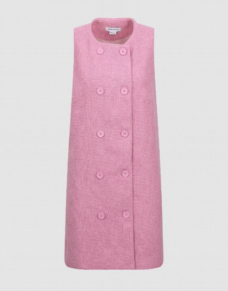 Pink Urban Revivo Crew Neck A-Line Women's Dress | SYMXWK-726