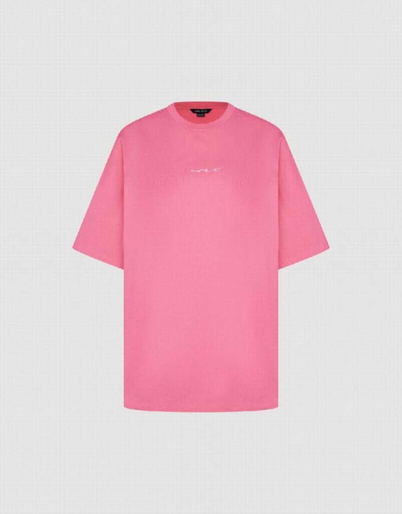 Pink Urban Revivo Crew Neck Loose Women's T-Shirts | DIRPTC-148