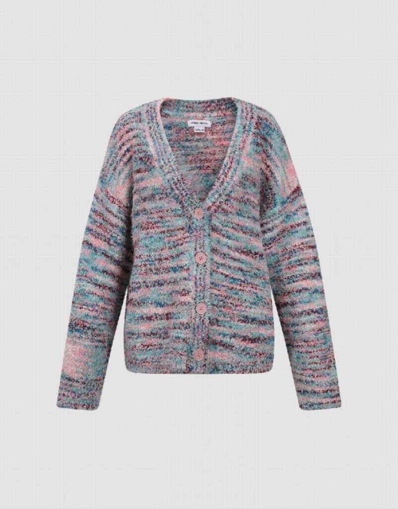 Pink Urban Revivo Drop Shoulder Sleeve Knitted Women's Cardigan | DICSZB-162