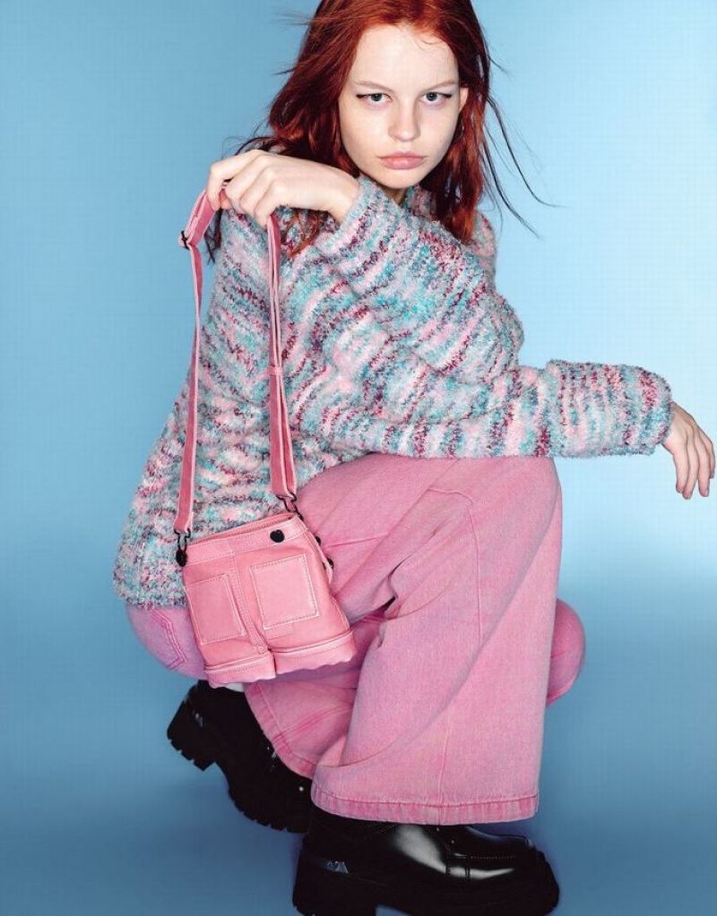 Pink Urban Revivo Drop Shoulder Sleeve Knitted Women's Cardigan | DICSZB-162