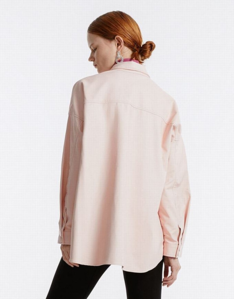 Pink Urban Revivo Faux Women's Leather Jackets | UWNLAE-027