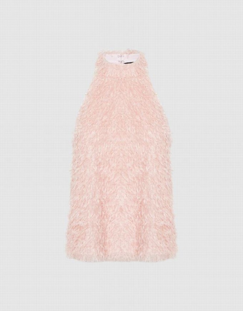 Pink Urban Revivo Fluffy Women's Tank Top | RHXZBO-937