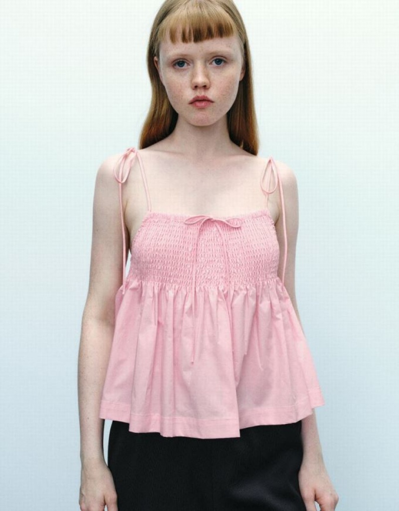 Pink Urban Revivo Off-Shoulder Cami Top Women's Blouse | PILOKT-547