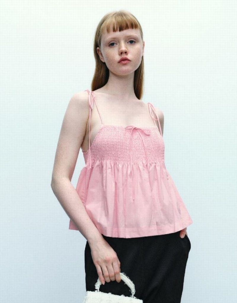 Pink Urban Revivo Off-Shoulder Cami Top Women\'s Blouse | PILOKT-547