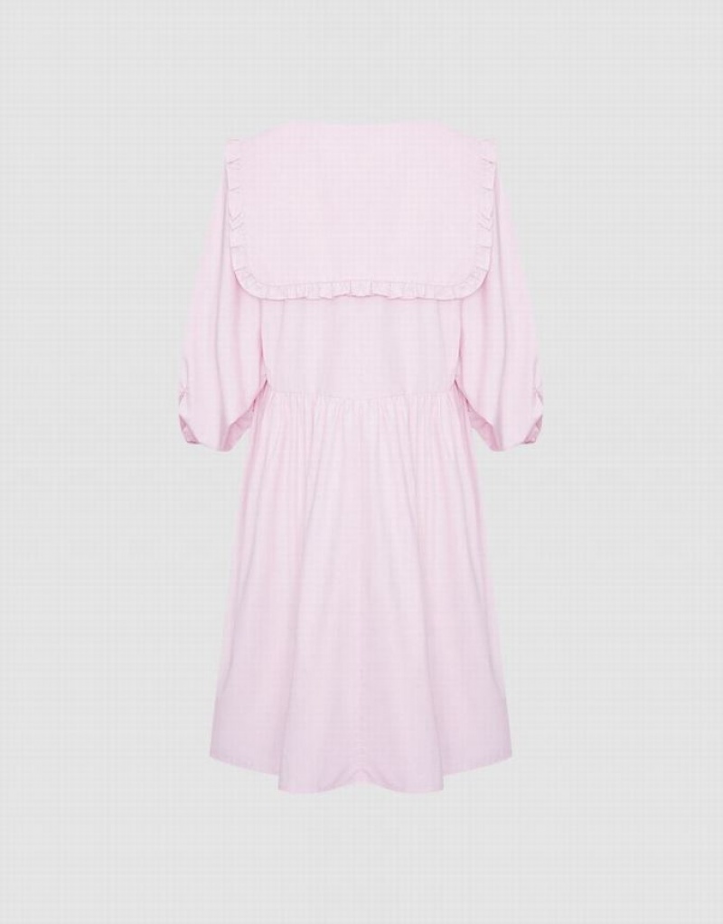 Pink Urban Revivo Plain Statement Collar Skater Women's Casual Dress | UCVLYO-840