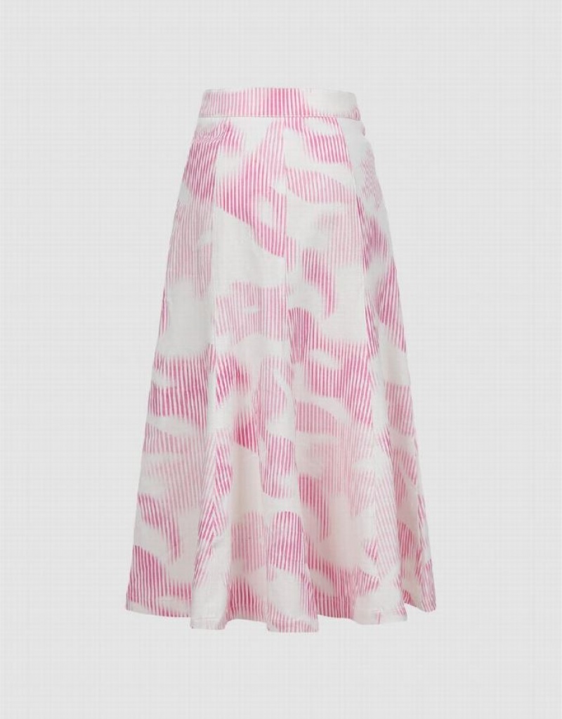 Pink Urban Revivo Printed Midi Fishtail Women's Skirts | KJODHX-315