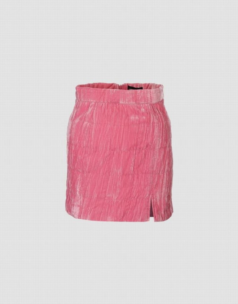 Pink Urban Revivo Puffer Split Hem Mini Women\'s Skirts | HMJVIA-183