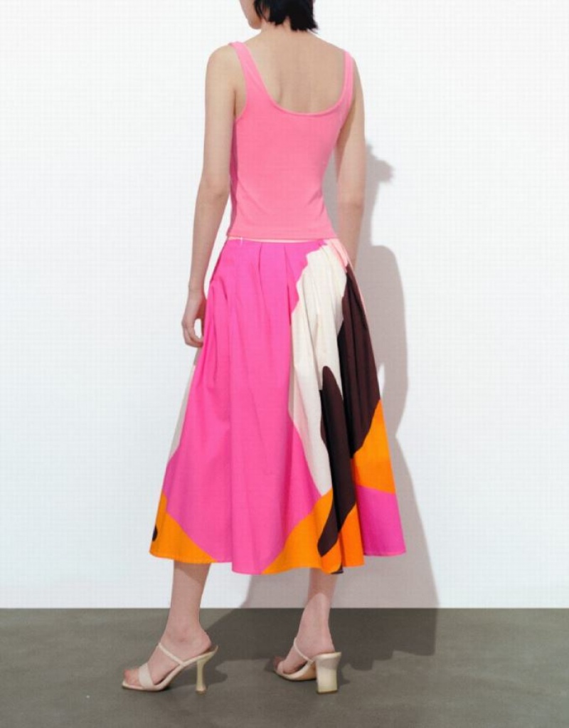 Pink Urban Revivo Sleeveless Skinny Women's Tank Top | IGYTRS-429