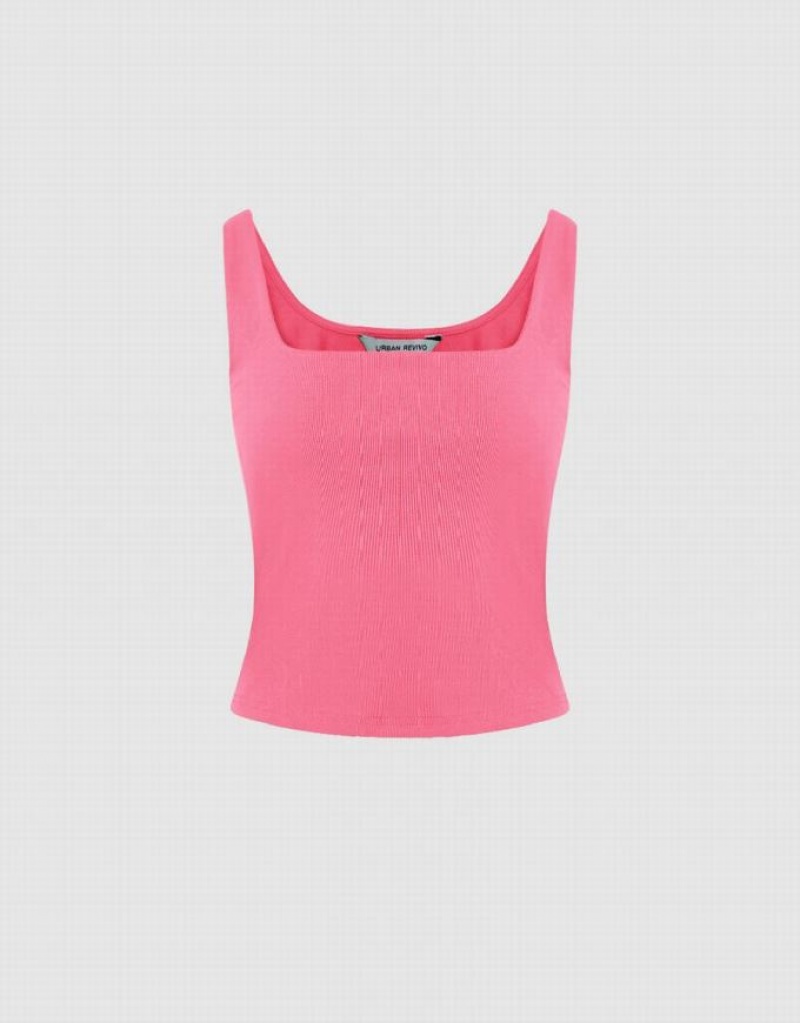 Pink Urban Revivo Sleeveless Skinny Women\'s Tank Top | IGYTRS-429