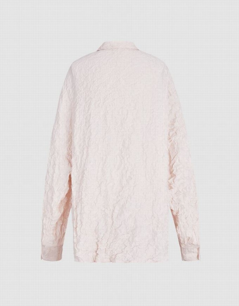 Pink Urban Revivo Textured Long Sleeve Women's Shirts | PEBUGA-849