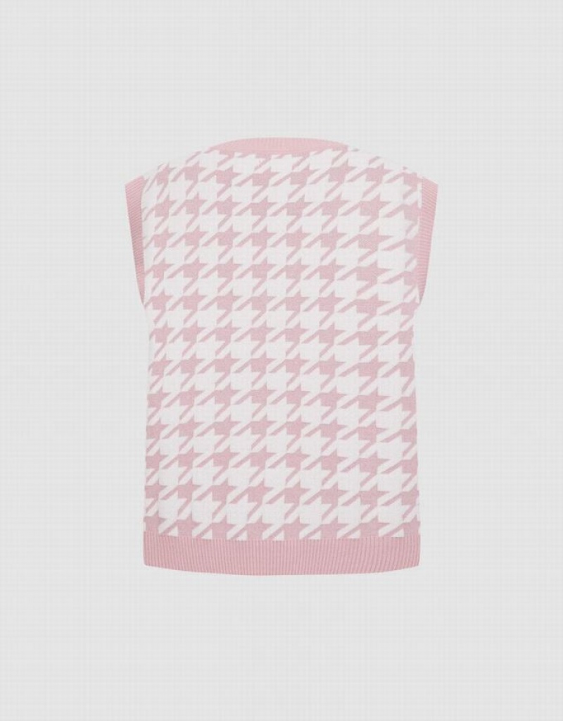 Pink Urban Revivo The Secret Life Of Pets Houndstooth Women's Sweater Vest | QILJFT-804