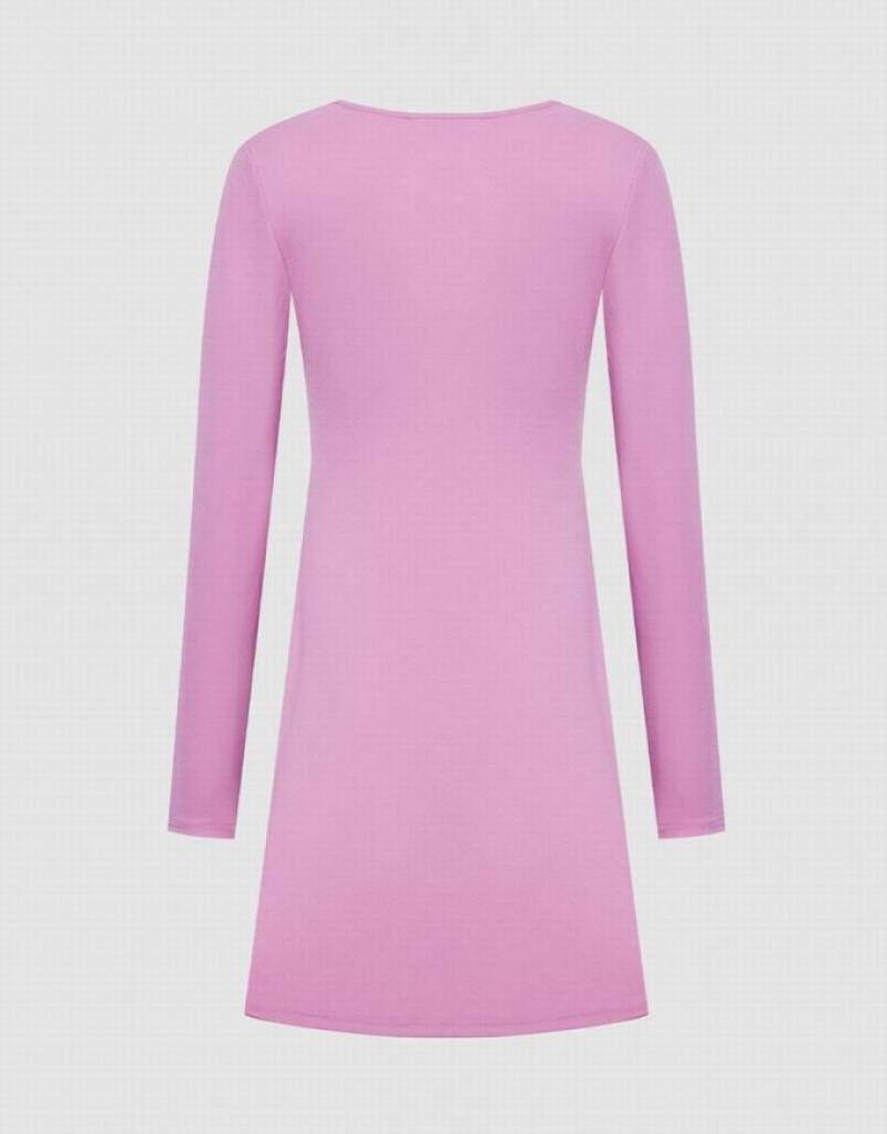 Pink Urban Revivo Tie Front Fitted Women's Casual Dress | UIDFKN-561