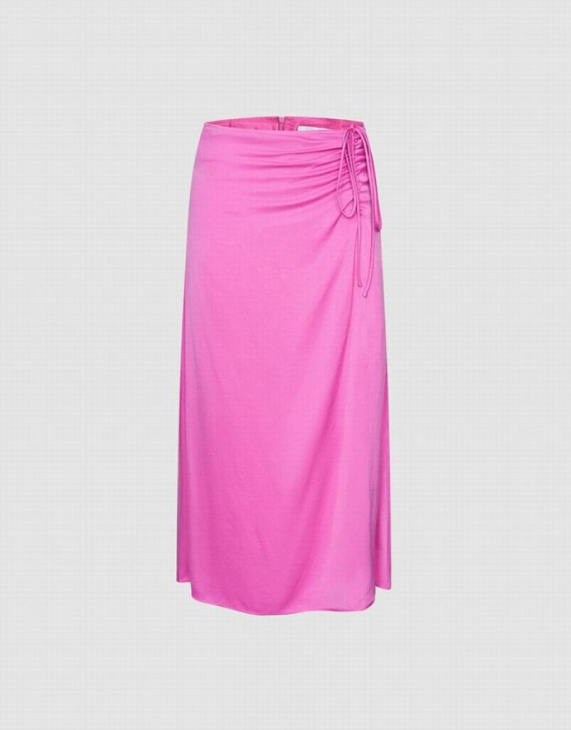 Purple Urban Revivo Drawstring Front Midi Women\'s Skirts | DNJGLF-915