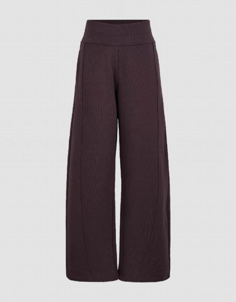 Purple Urban Revivo Knitted Wide-Leg Women\'s Pants | QBAEDO-021