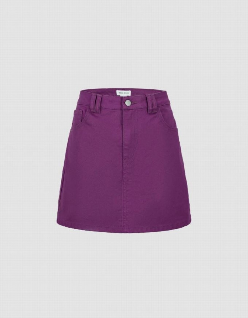 Purple Urban Revivo Mini A-Line Women\'s Denim Skirt | RFXEIG-504