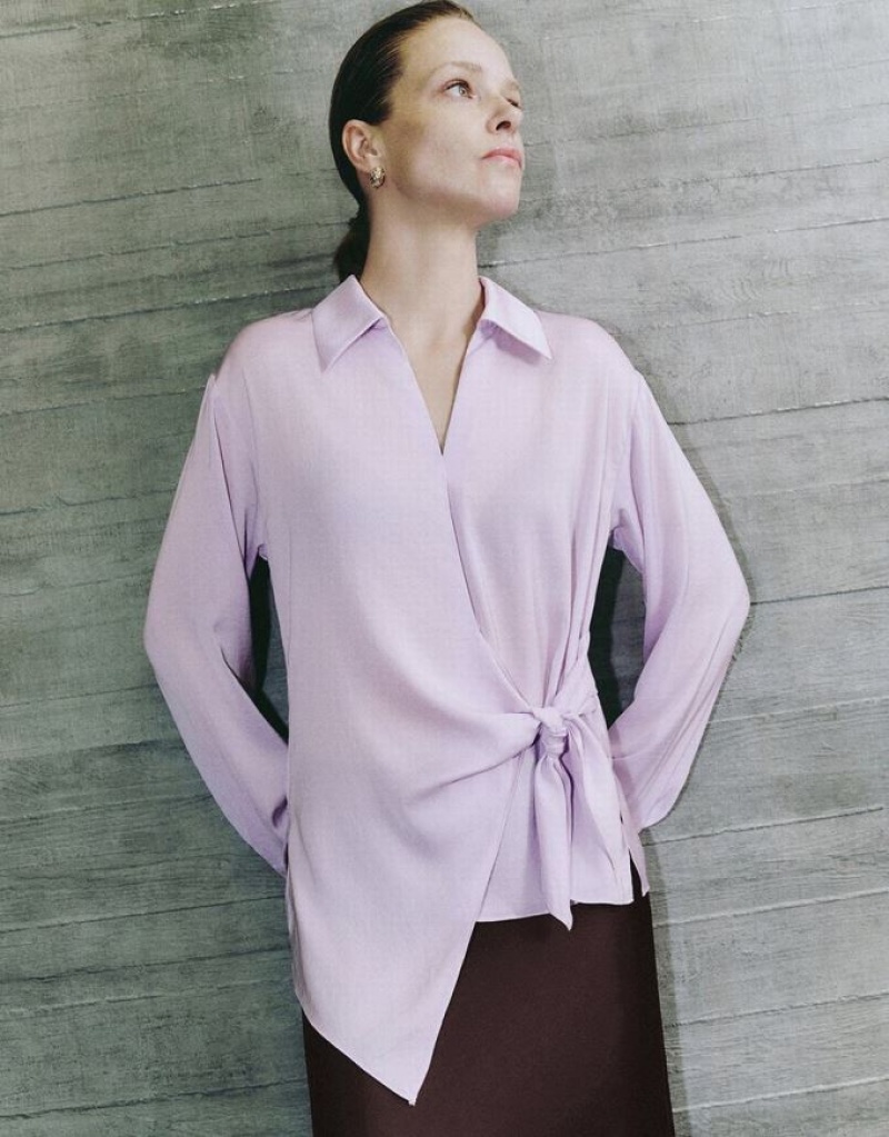 Purple Urban Revivo Straight Overhead Women\'s Blouse | MTQBUP-032