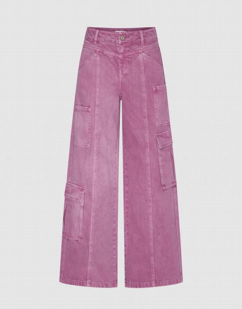 Purple Urban Revivo Straight With Pockets Women\'s Jeans | QHVZYJ-612